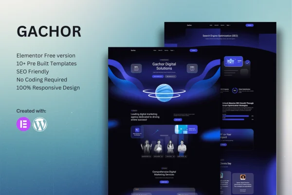 Gachor digital marketing agency Elementor template kit preview
