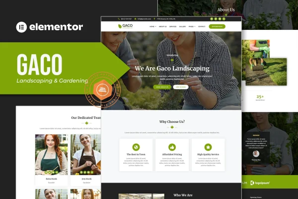 Gaco landscape and gardening Elementor template kit preview