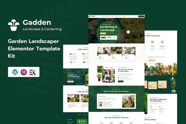 Gadden garden and landscaping Elementor template kit preview