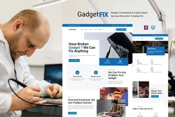 GadgetFIX Elementor template kit preview for a gadget, smartphone and laptop repair website