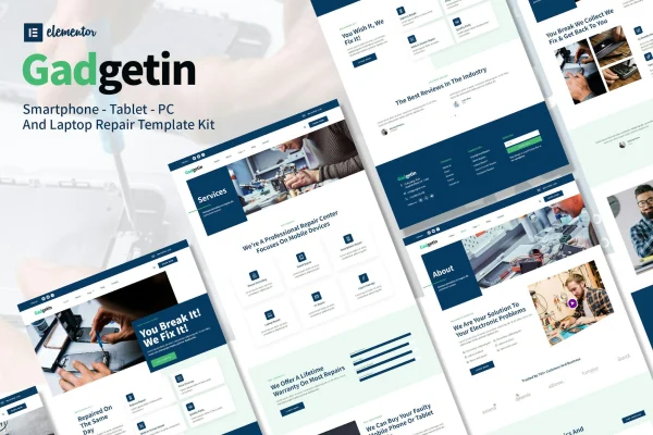 Gadgetin smartphone and computer repair Elementor template kit preview
