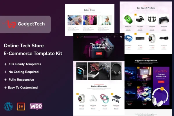 GadgetTech Elementor template kit preview for an electronics gadget store