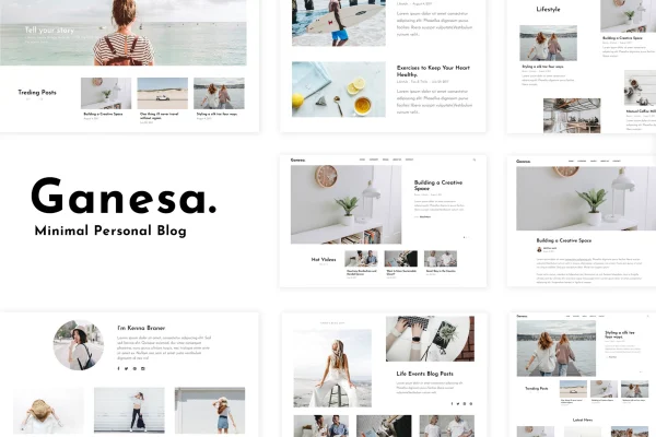 Ganesa minimal personal blog WordPress theme preview