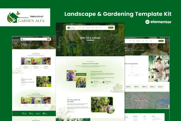 Garden Alfa landscaping and gardening Elementor template kit preview