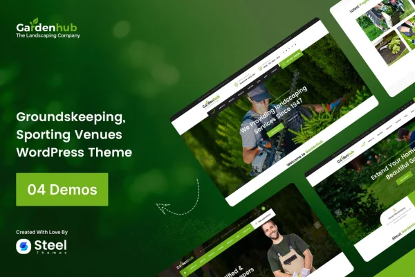 Garden HUB Theme preview for a gardening and landscaping business website