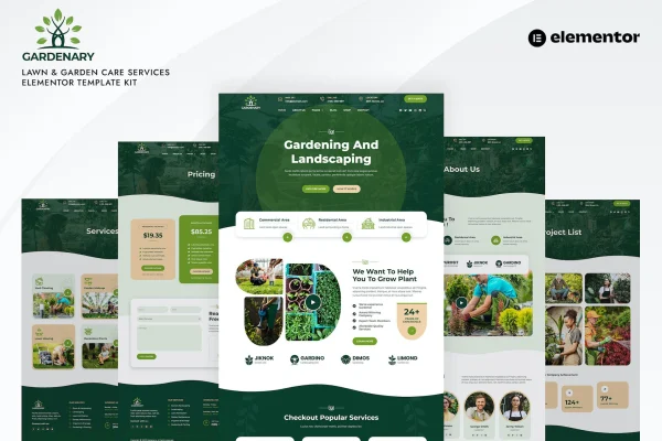 Gardenary lawn and garden care Elementor template kit preview