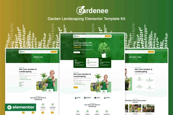 Gardenee landscaping and garden care Elementor template kit preview
