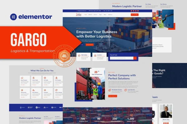 Gargo logistics and transportation Elementor template kit preview
