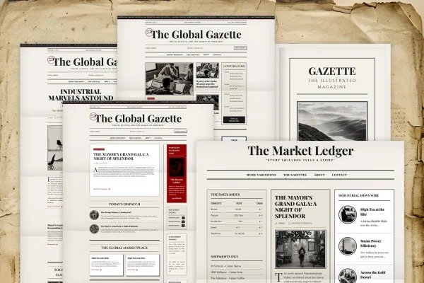 Gazette WordPress theme preview showing a news and magazine homepage layout