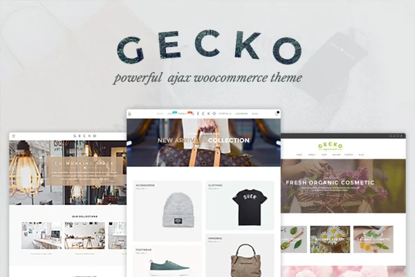 Gecko Ajax WooCommerce theme preview showing an online store layout