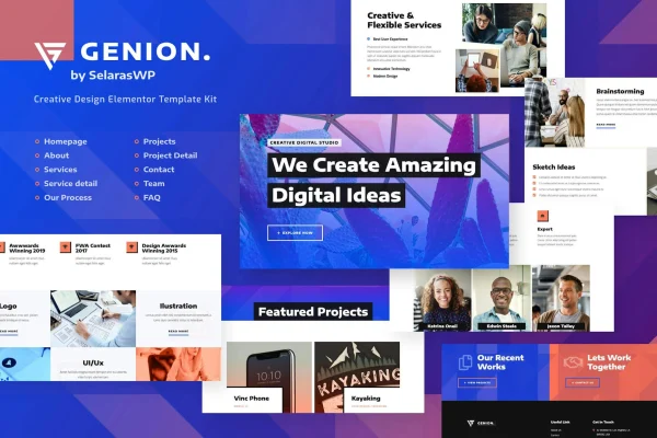 Genion creative digital agency Elementor template kit preview