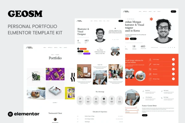 Geosm personal portfolio Elementor template kit cover