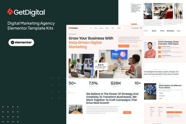 GetDigital digital marketing agency Elementor Pro template kit preview