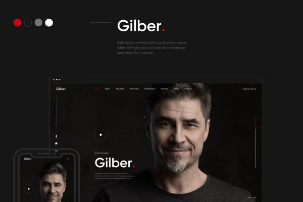 Gilber personal CV and resume WordPress theme preview