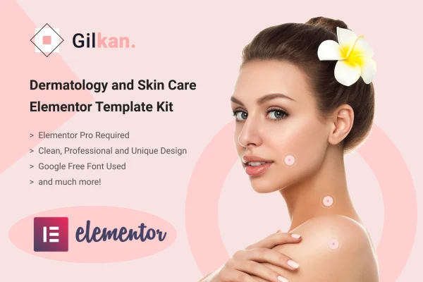 Gilkan dermatology and skin care Elementor template kit preview