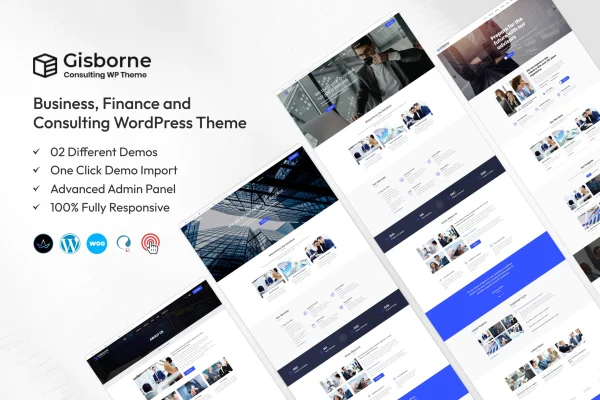 Gisborne business, finance and consulting WordPress theme preview