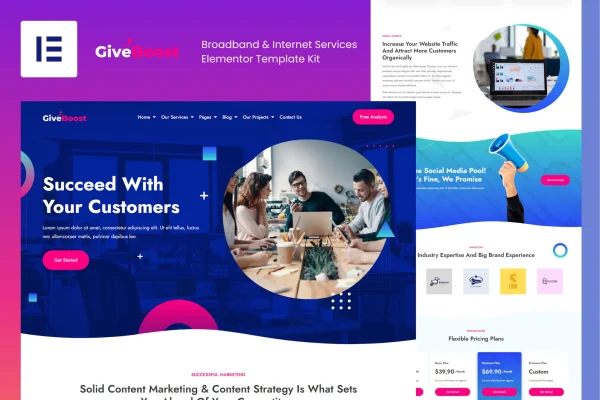 Give Boost digital marketing agency Elementor template kit preview