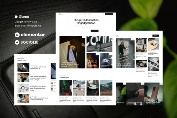 Gizmo gadget review blog and magazine Elementor template kit preview