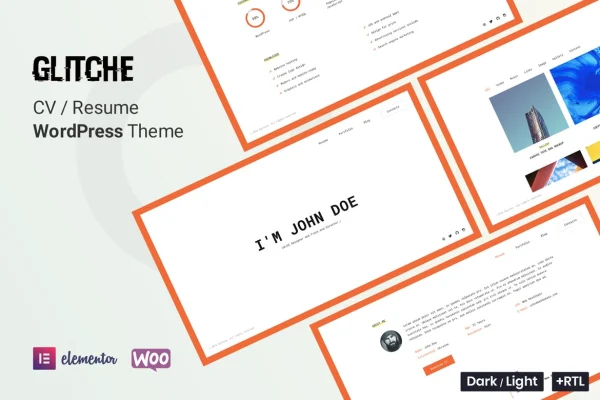 Glitche personal CV and resume WordPress theme preview