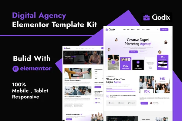 Godix digital agency Elementor template kit preview