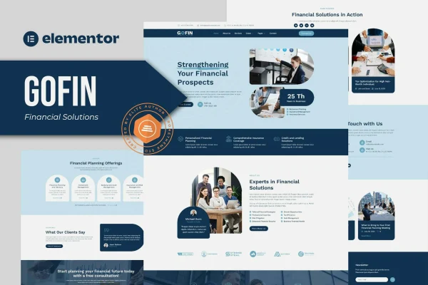 Gofin financial solutions Elementor template kit preview