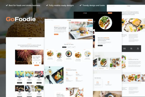 GoFoodie cafe and restaurant Elementor template kit cover image