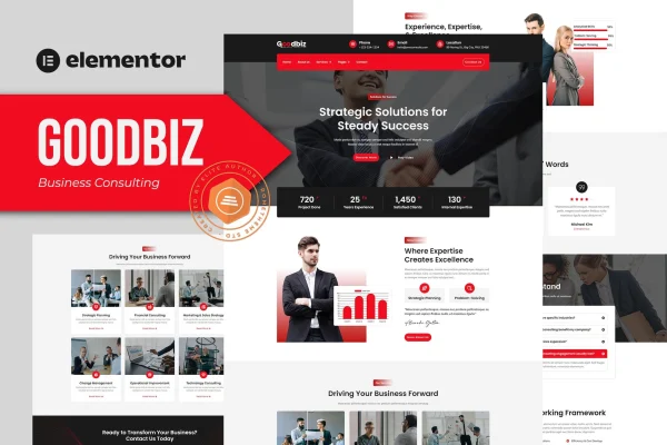 Goodbiz business consulting Elementor template kit preview