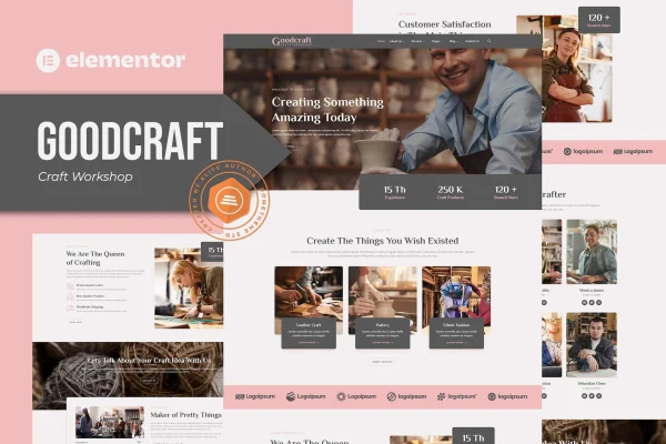 Goodcraft craft workshop Elementor template kit preview