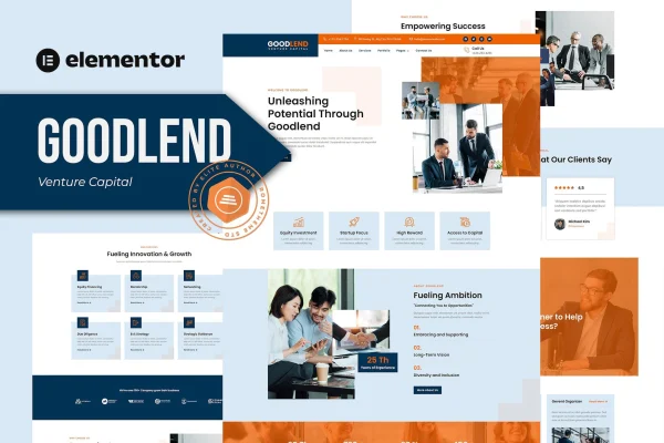 Goodlend venture capital and investment Elementor template kit preview