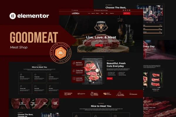 Goodmeat meat shop and butcher Elementor template kit preview