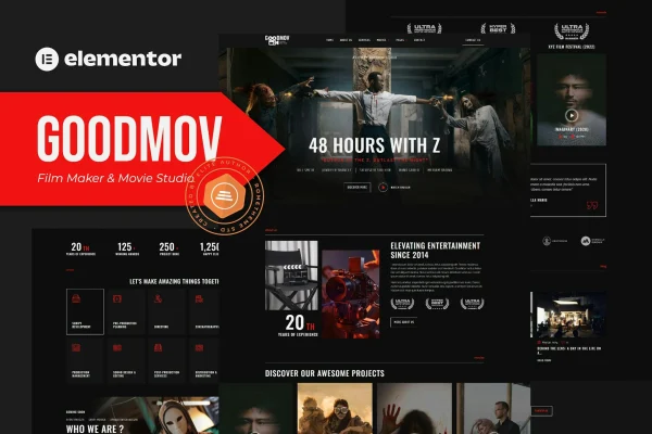 Goodmov film maker and movie studio Elementor template kit preview