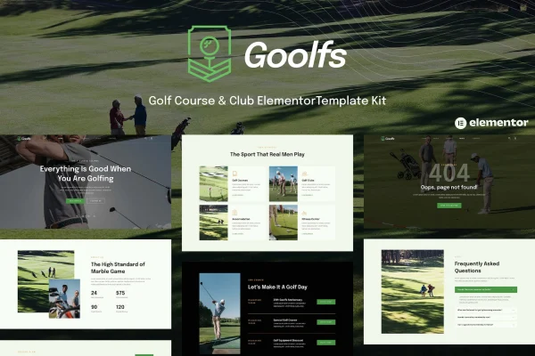 Goolfs golf course and club Elementor template kit preview