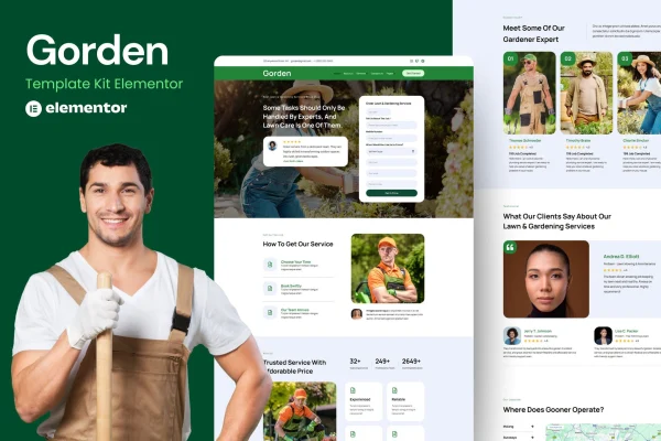 Gorden lawn and gardening service Elementor template kit preview