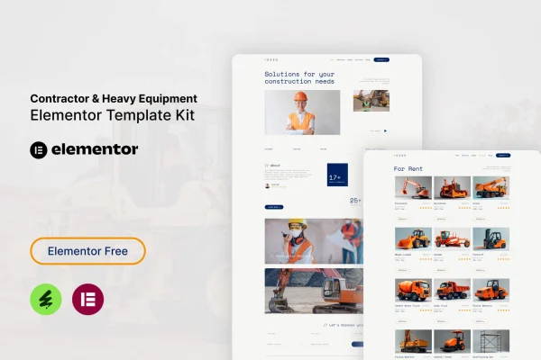Goso contractor and heavy equipment Elementor template kit preview