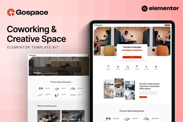 Gospace coworking and creative space Elementor template kit preview