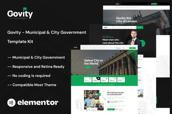 Govity municipal and government Elementor template kit preview