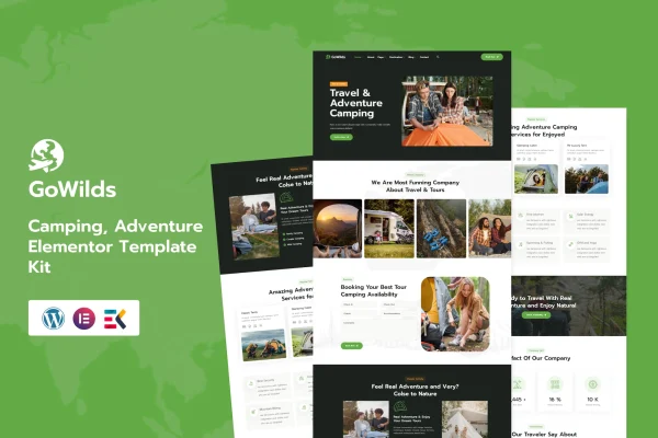 Gowilds travel and tour booking Elementor template kit cover image