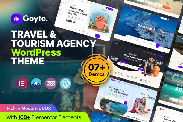 Goyto travel WordPress theme preview with trip and destination pages
