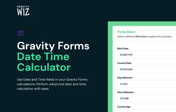 GP Date Time Calculator plugin banner for Gravity Forms