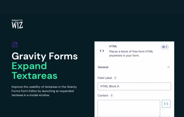 GP Expand Editor Textareas plugin banner for Gravity Forms