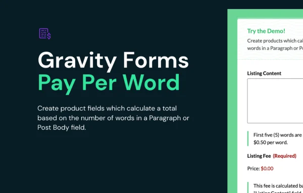GP Pay Per Word plugin banner for Gravity Forms