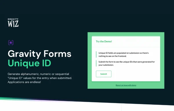 GP Unique ID plugin banner for Gravity Forms by Gravity Wiz