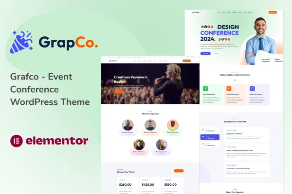 Grafco event and conference WordPress theme preview