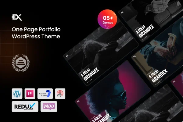 Grandex one page portfolio WordPress theme preview