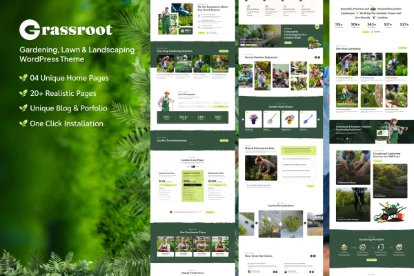 GrassRoot landscape gardening WordPress theme preview