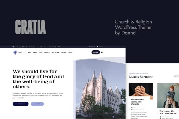 Gratia church and religion WordPress theme preview