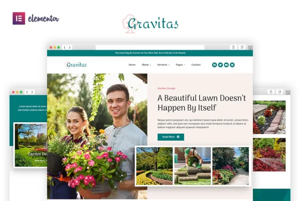 Gravitas garden and landscape design Elementor template kit cover image