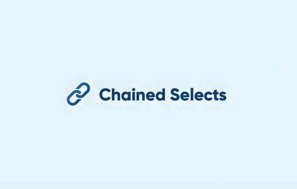 Gravity Forms Chained Selects add-on banner showing linked dropdown menus