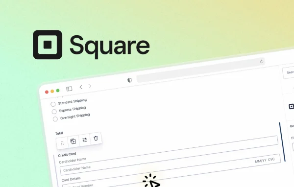 Gravity Forms Square add-on banner showing the Gravity Forms and Square payment integration