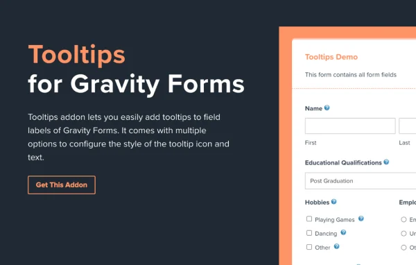 Gravity Forms Tooltips plugin banner